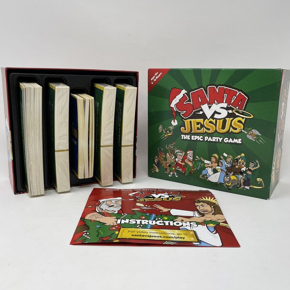 Santa vs Jesus The Epic Party Card Game 4-16 Players Ages 15+ Adult COMPLETE